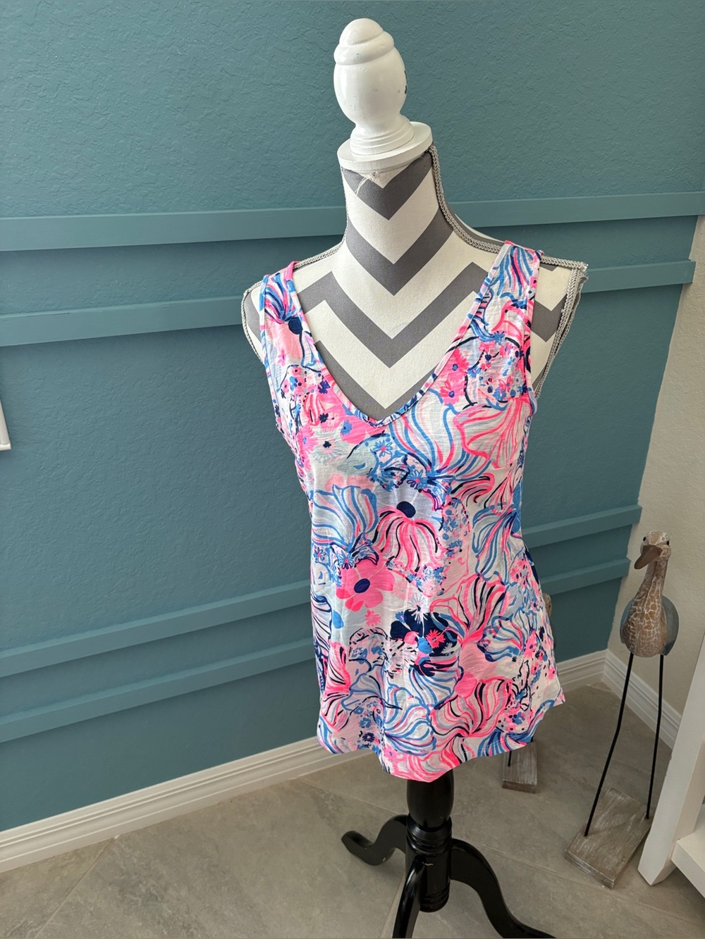 Lilly Pulitzer NWOT Gigi Prosecco Pink Make A Splash Sleeveless Tank Top Small